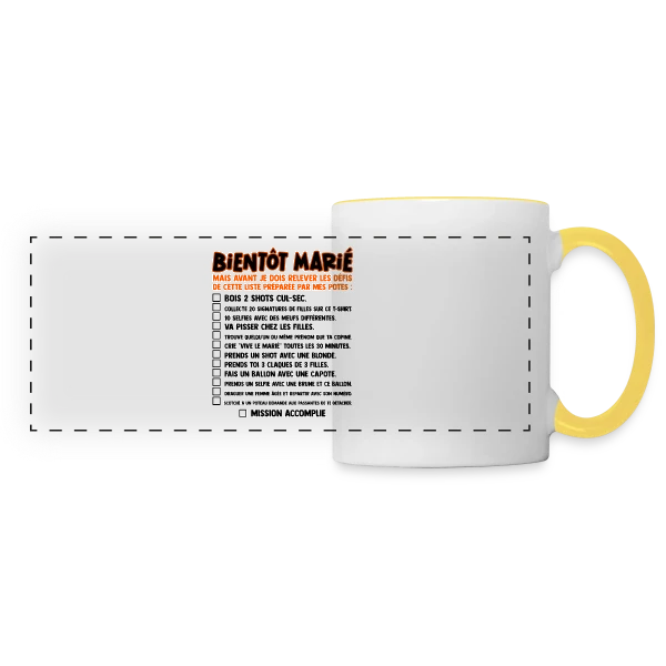 Défis EVG Futur Marié sur Mug panoramique contrasté et blanc