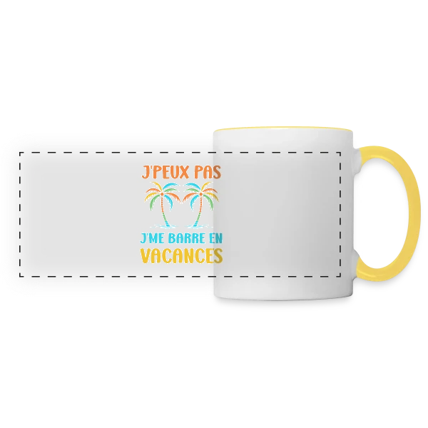 J'peux Pas, Vacances ! sur Mug panoramique contrasté et blanc