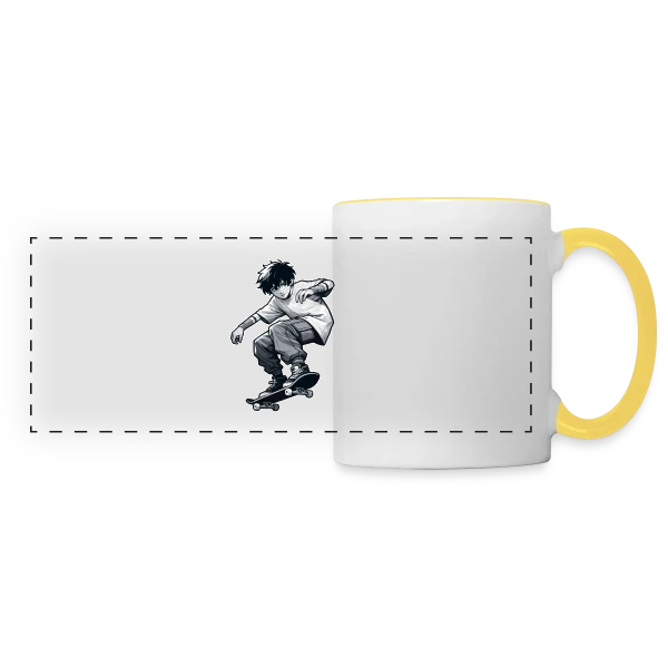 Jeune Skater Manga Urbain sur Mug panoramique contrasté et blanc