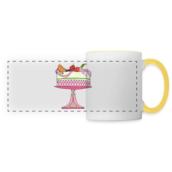 Gâteau d'Anniversaire Célébration sur Mug panoramique contrasté et blanc