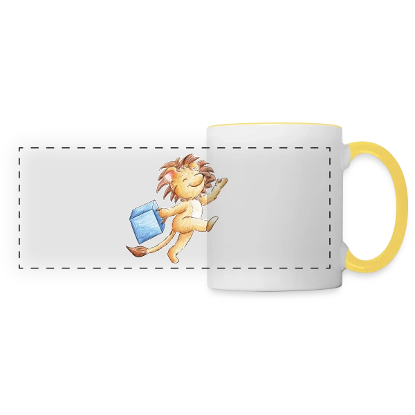 Lion Voyageur Joyeux sur Mug panoramique contrasté et blanc