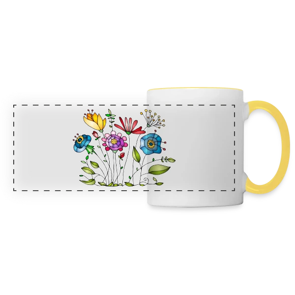Douceur Florale sur Mug panoramique contrasté et blanc
