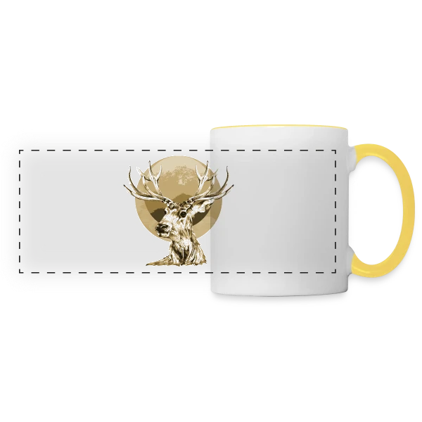 Cerf Majestueux sur Mug panoramique contrasté et blanc