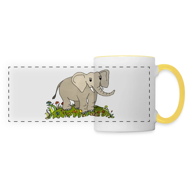 L'Éléphant Majestueux sur Mug panoramique contrasté et blanc