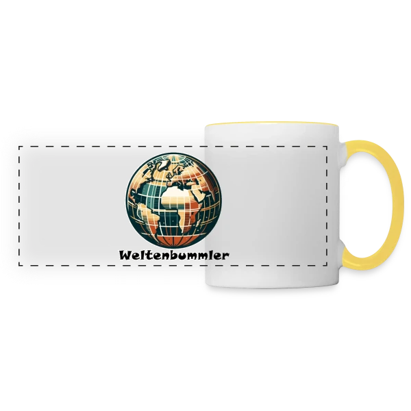 Globe Vintage Explorateur sur Mug panoramique contrasté et blanc