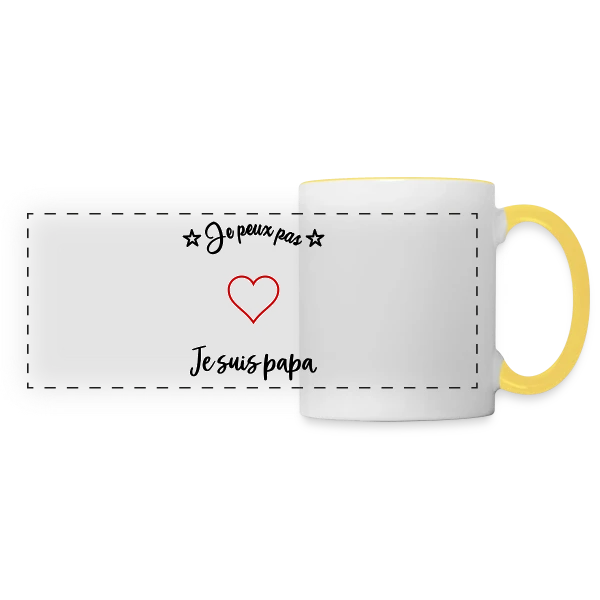 Cœur Papa : Je t'aime Super Papa sur Mug panoramique contrasté et blanc