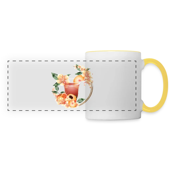 Cocktail Pêche en Fleurs: Douceur Estivale sur Mug panoramique contrasté et blanc