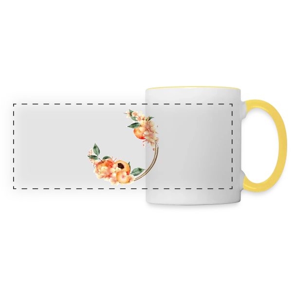 Pêche et Fleur en Couronne Tendance sur Mug panoramique contrasté et blanc