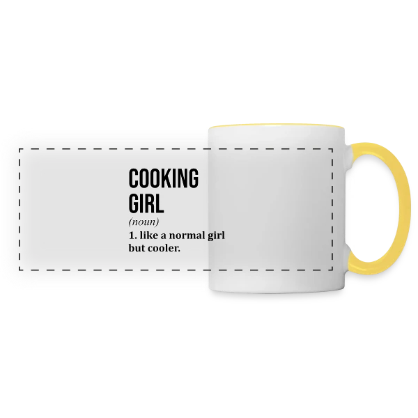 Motif 'Cooking Cooking' | Esprit Culinaire sur Mug panoramique contrasté et blanc