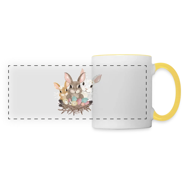 Famille de Lapins de Pâques Pastel Adorables sur Mug panoramique contrasté et blanc