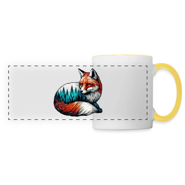 Renard Forêt Enchantée sur Mug panoramique contrasté et blanc