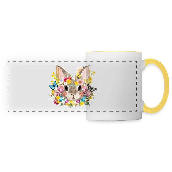 Lapin de Pâques Enchanté sur Mug panoramique contrasté et blanc