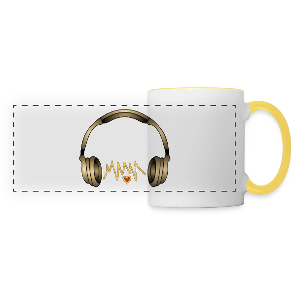 Casque Audio Style Urbain sur Mug panoramique contrasté et blanc