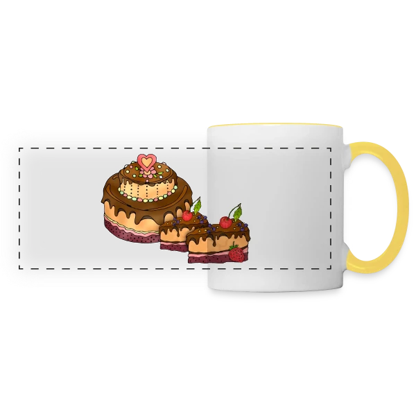 Gâteau Festif sur Mug panoramique contrasté et blanc