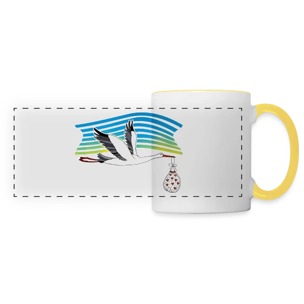 Cigogne Majestueuse sur Mug panoramique contrasté et blanc