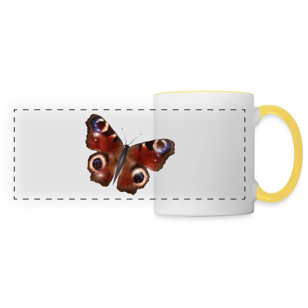 Élégance du Papillon Paon sur Mug panoramique contrasté et blanc