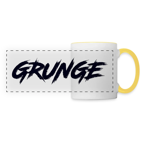 Typographie Grunge Brossée sur Mug panoramique contrasté et blanc