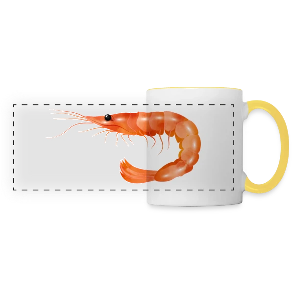 Crevette Rose Scampi Style Croquis sur Mug panoramique contrasté et blanc