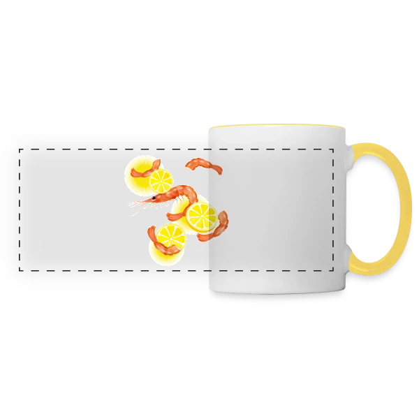 Crevettes et Citron Frais sur Mug panoramique contrasté et blanc