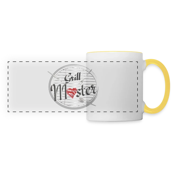 Maître du Grill Cœur sur Mug panoramique contrasté et blanc