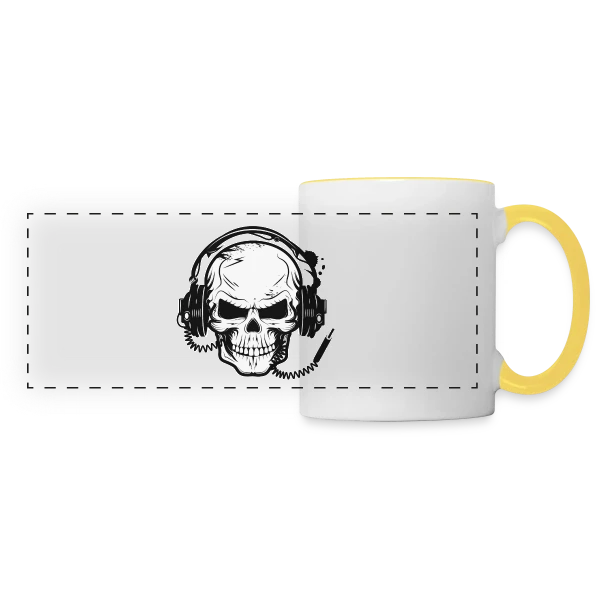 Tête de Mort Casque Audio - Esprit Rock sur Mug panoramique contrasté et blanc