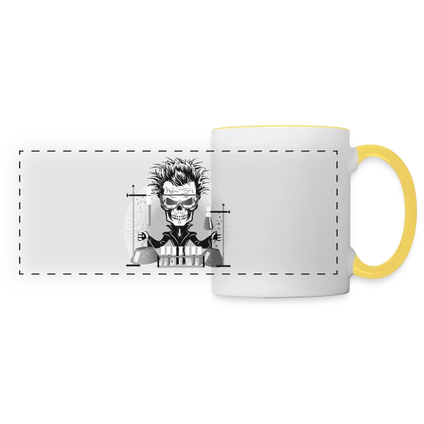 Crâne Scientifique Déjanté au Labo sur Mug panoramique contrasté et blanc