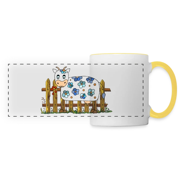 La Vache Rigolote sur Mug panoramique contrasté et blanc