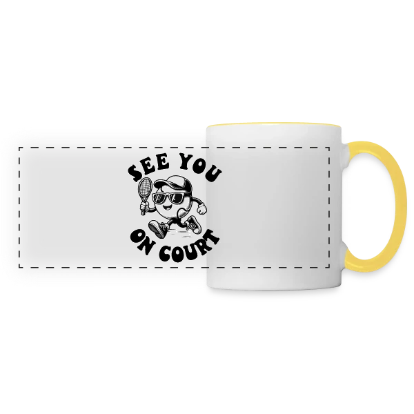 Rendez-vous sur le Court : Design Tennis sur Mug panoramique contrasté et blanc