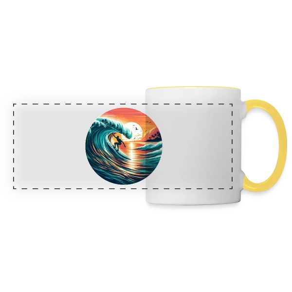 Sunset Surfer | T-Shirt Ambiance Plage & Coucher de Soleil sur Mug panoramique contrasté et blanc