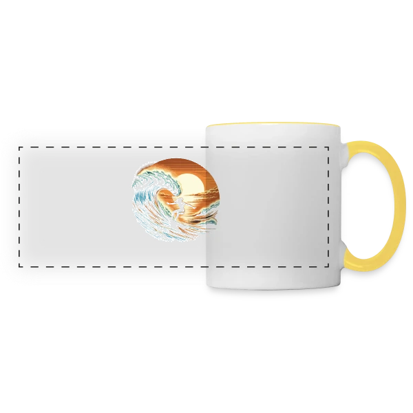 Sunset Surfing Girl - Vague & Coucher de Soleil sur Mug panoramique contrasté et blanc