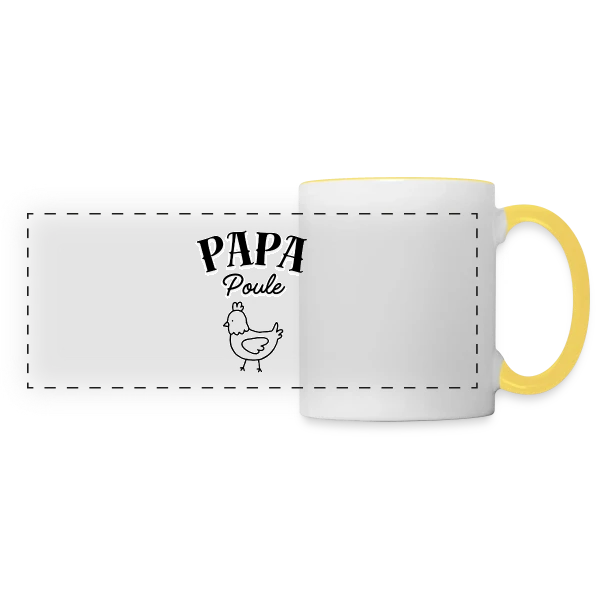 'Papa Poule' - Le Protecteur Attentionné de la Famille sur Mug panoramique contrasté et blanc