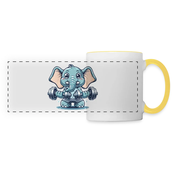 L'Éléphant Sportif Rigolo sur Mug panoramique contrasté et blanc