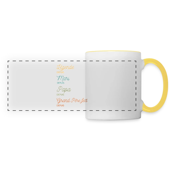Grand Père-fect : Légende Personnalisée (Papa, Mari) sur Mug panoramique contrasté et blanc