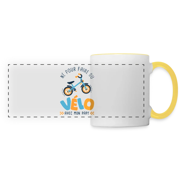 "Né pour le Vélo avec Papy" sur Mug panoramique contrasté et blanc