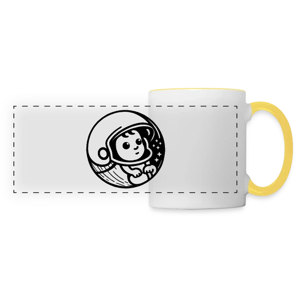 Bébé Casqué – Sécurité et Humour Enfant sur Mug panoramique contrasté et blanc