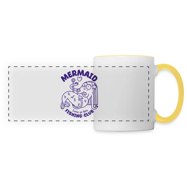 Club de Pêche Sirène Amour sur Mug panoramique contrasté et blanc