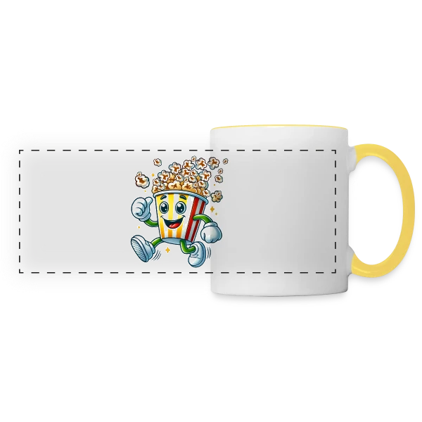 Popcorn Comique : La Star de Vos Soirées Ciné sur Mug panoramique contrasté et blanc