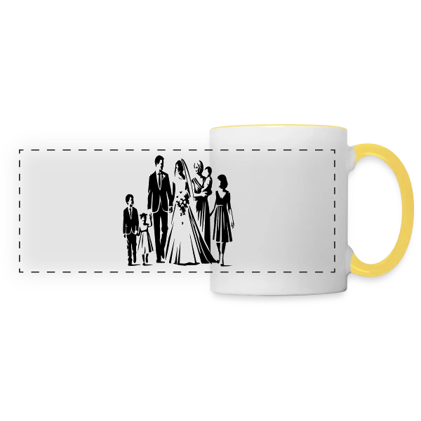 Mariage et Fête sur Mug panoramique contrasté et blanc