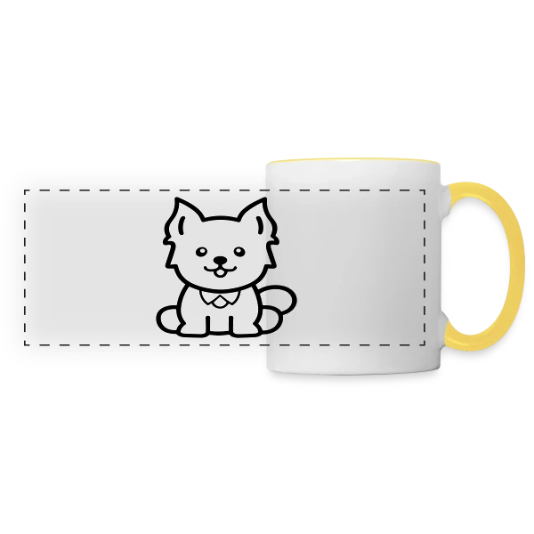 Petit Chien Mignon sur Mug panoramique contrasté et blanc