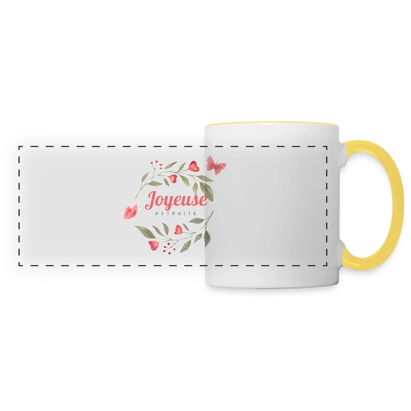Joyeuse Retraite : L'Humour au Rendez-vous ! sur Mug panoramique contrasté et blanc