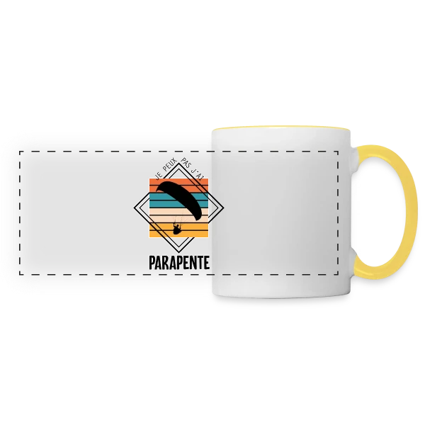 Humour : Je Peux Pas J'ai Parapente sur Mug panoramique contrasté et blanc
