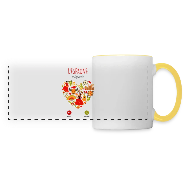 L'Espagne m'appelle : Destination soleil sur Mug panoramique contrasté et blanc
