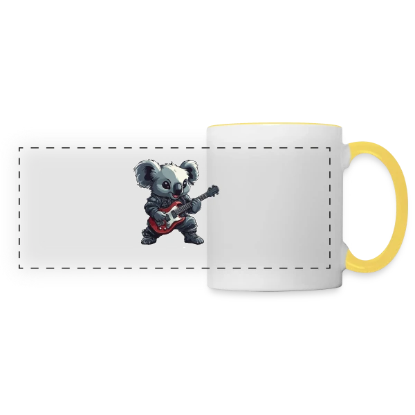 Koala Rocker Guitariste Heavy Metal sur Mug panoramique contrasté et blanc
