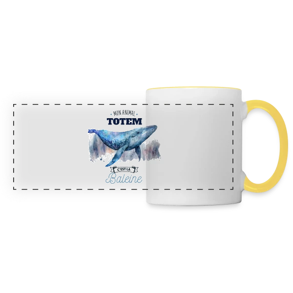La Baleine, Mon Animal Totem sur Mug panoramique contrasté et blanc