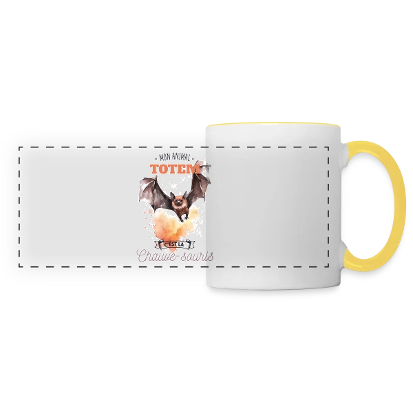 Chauve-souris Mon Animal Totem sur Mug panoramique contrasté et blanc