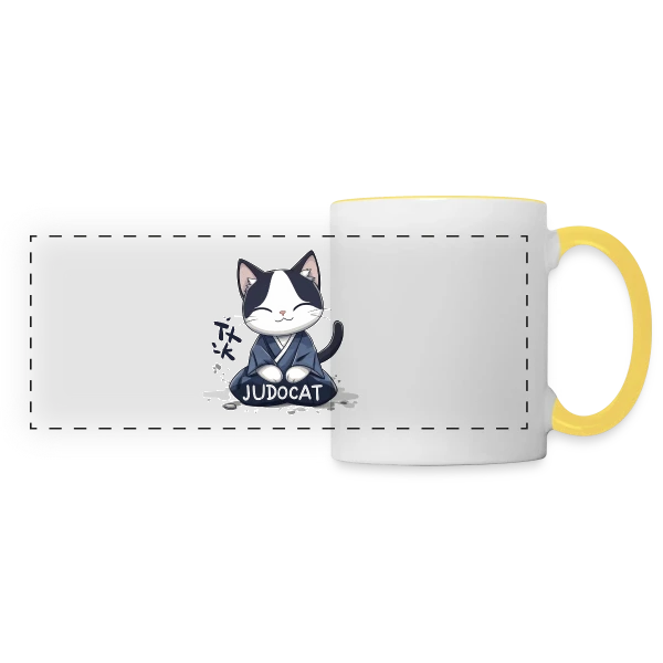 JUDOCAT: Le chat manga judoka sur Mug panoramique contrasté et blanc