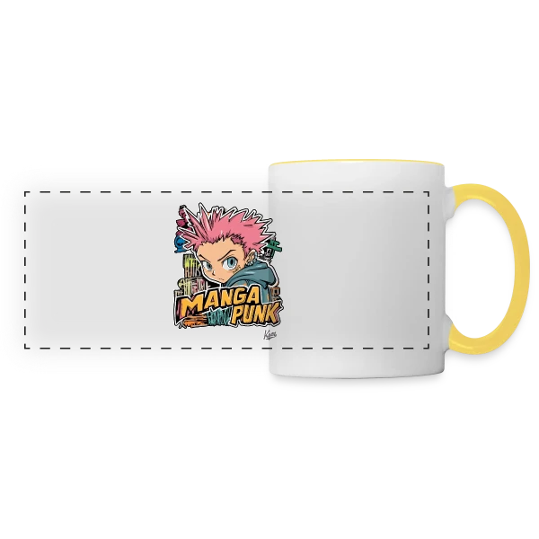 Explosion Manga Punk Japonais sur Mug panoramique contrasté et blanc
