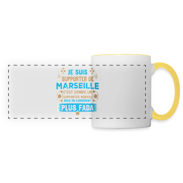 Supporter Marseillais Plus Fada sur Mug panoramique contrasté et blanc