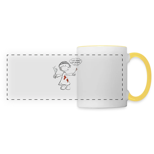 Chirurgien Cartoon Rigolo : Le Maître du Bistouri sur Mug panoramique contrasté et blanc