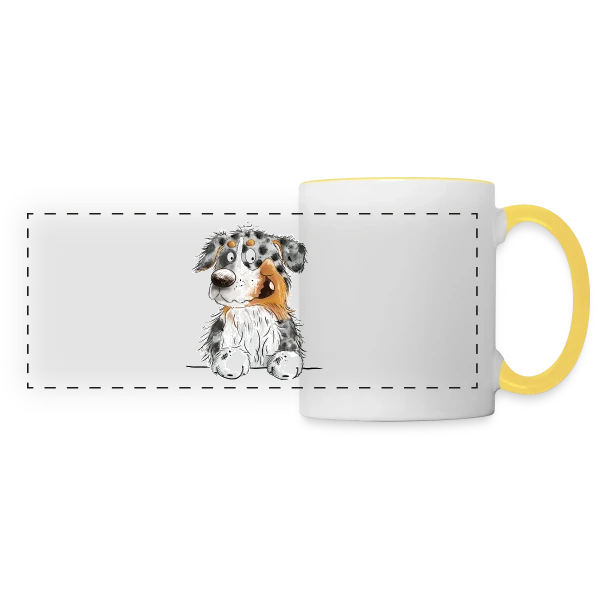 Berger Australien Blue Merle Drôle et Amusant sur Mug panoramique contrasté et blanc